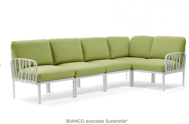 Load image into Gallery viewer, Bianco avocado Komodo 5 modular outdoor sofa by Custom Wood Designs, featuring comfortable cushions and stylish outdoor patio design.