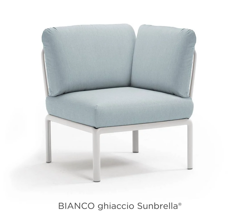 Load image into Gallery viewer, Nardi Komodo corner outdoor sofa module in Bianco Ghiaccio Sunbrella fabric, part of the Nardi outdoor modular sofa collection.