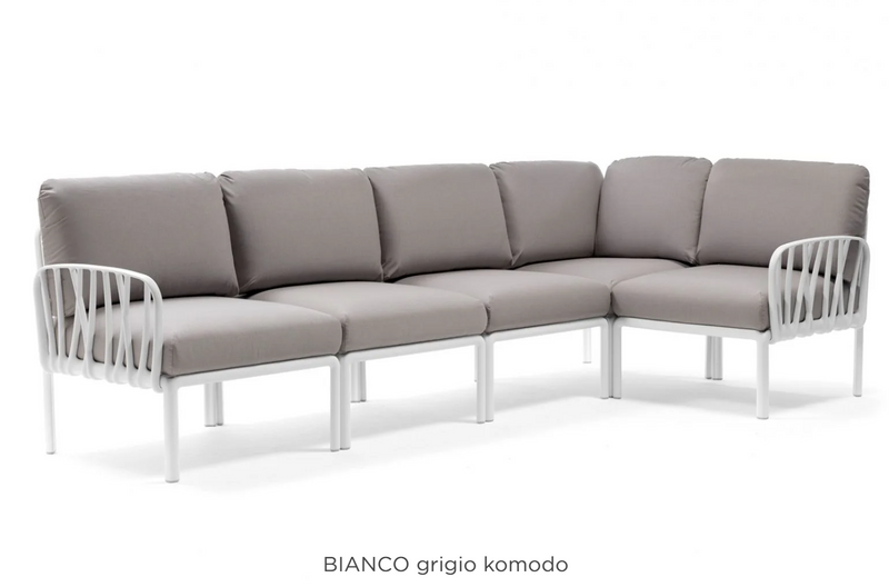 Load image into Gallery viewer, BiancoGrigio Komodo 5 Modular Outdoor Sofa by Custom Wood Designs, showing the stylish outdoor sofa with modular design on patio.