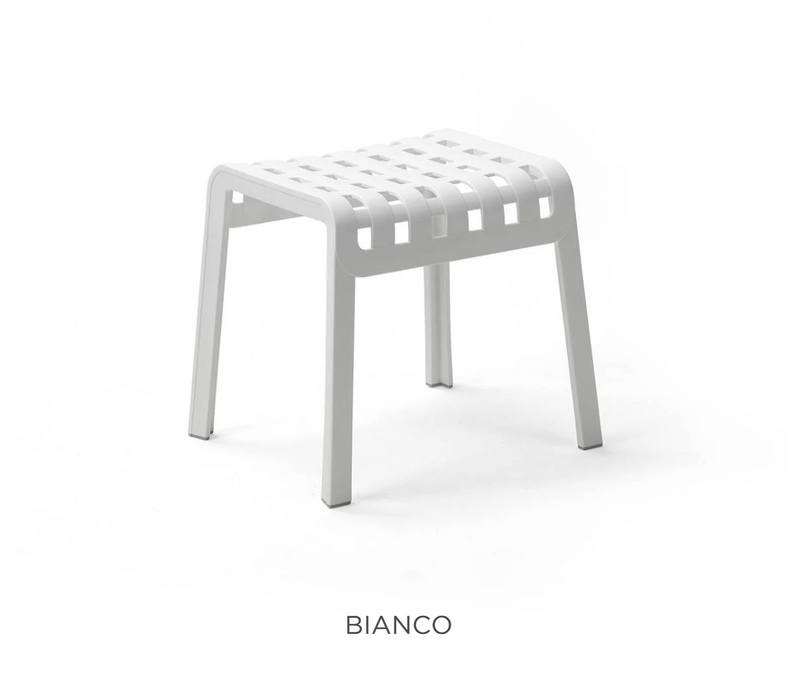 Load image into Gallery viewer, Nardi Poggio outdoor stool and footrest in white, designed for patio furniture and rocking chairs for outdoor relaxation.