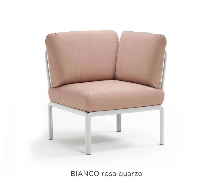 Load image into Gallery viewer, Nardi Komodo Corner Module outdoor sofa in Bianco Rosa Quarzo Sunbrella fabric, modular corner piece for outdoor seating.