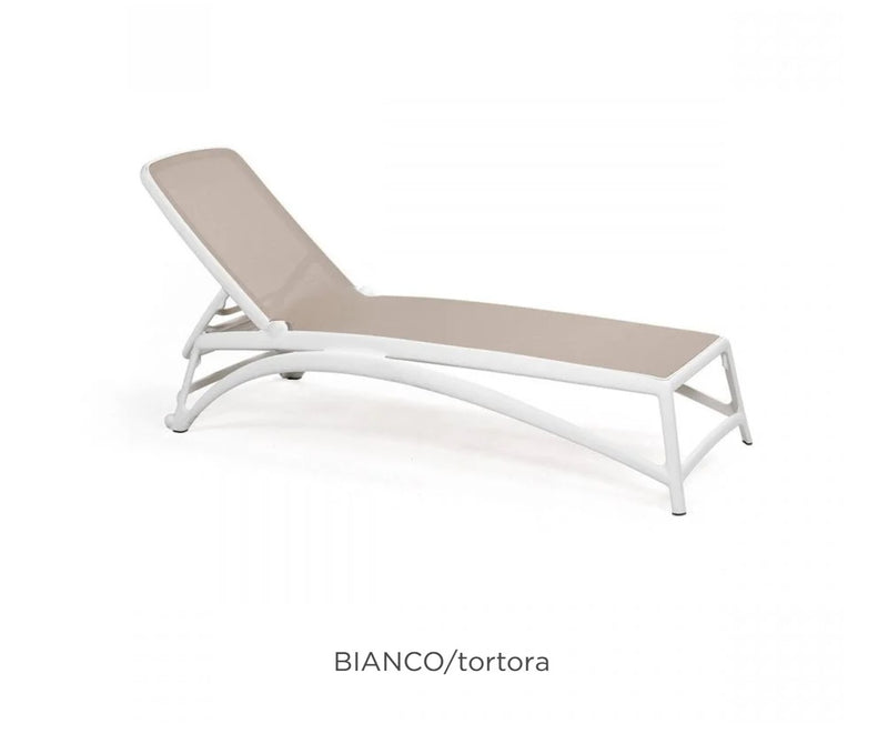 Load image into Gallery viewer, Nardi Atlantico sun lounger in Bianco Tortora, stackable outdoor poolside recliner with modern design for patio or garden use.