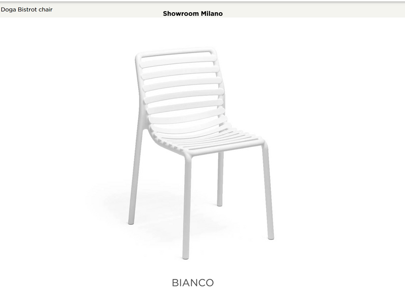 Load image into Gallery viewer, White Nardi Doga Bistrot outdoor chair with a curved seat and backrest, designed for stylish outdoor seating.
