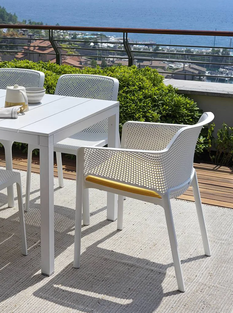 Load image into Gallery viewer, Nardi Net outdoor chair with white woven design, sturdy frame, ideal for patio or garden seating.