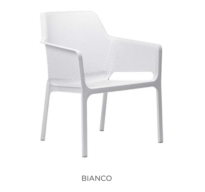 Load image into Gallery viewer, Nardi Net Relax outdoor chair in white with a woven design, ideal for stylish outdoor seating and relaxation.