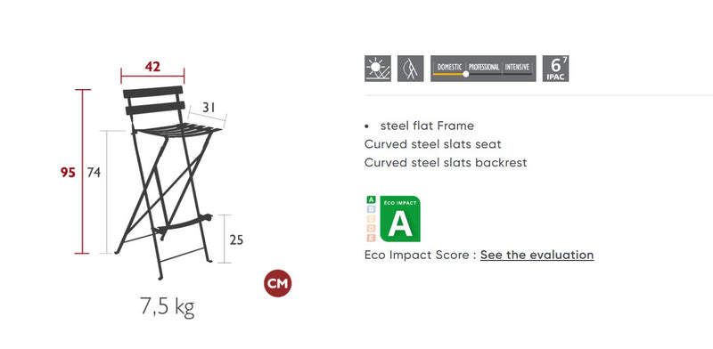 Load image into Gallery viewer, Fermob Bistro high bar stool, foldable metal chair with a sleek design, suitable for outdoor restaurant or hotel bar seating.