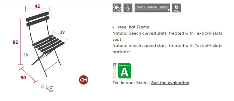 Load image into Gallery viewer, Fermob Bistro Natural folding chair with wooden seat and metal frame, suitable for outdoor restaurant and hospitality settings