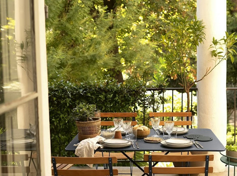 Load image into Gallery viewer, Fermob Bistro Natural chair with wooden seat and metal frame, outdoor folding bistro chair for restaurant or hotel use.