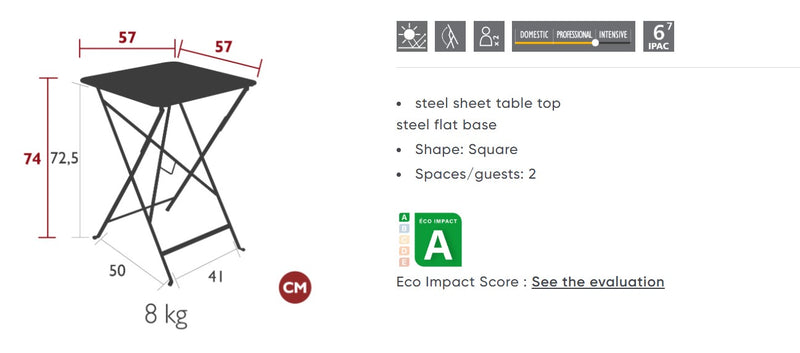 Load image into Gallery viewer, Bistro Table 57 x 57 Foldable