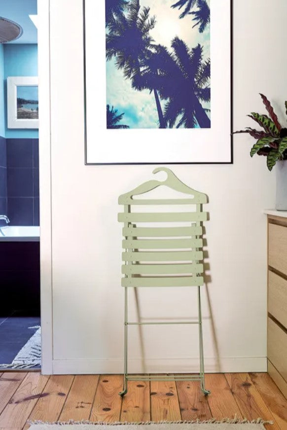 Load image into Gallery viewer, Fermob Bistro Valet Folding Chair in dark finish, suitable for restaurant, hotel, or garden settings, with a sleek design.