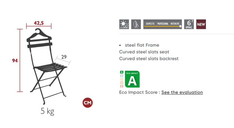 Load image into Gallery viewer, Fermob Bistro Valet folding chair with a sleek design, suitable for restaurant, hotel, and garden seating in a hospitality setting