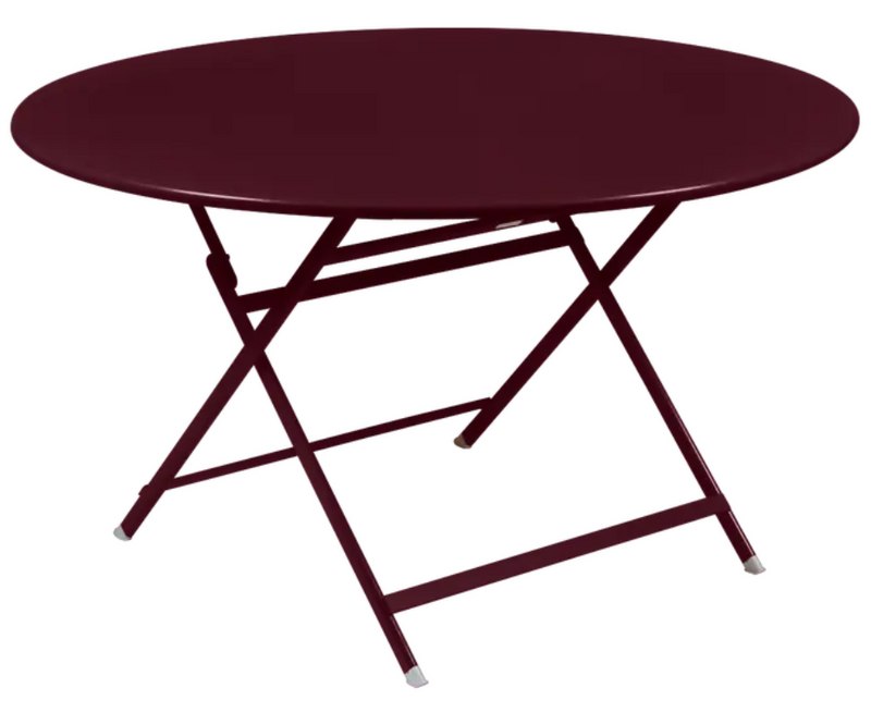 Load image into Gallery viewer, Fermob Caractère black cherry foldable metal table, 128 cm diameter, eight-seater, with a sleek black finish and sturdy design.