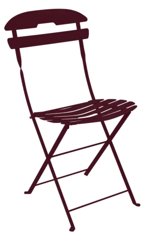 Load image into Gallery viewer, Black Cherry Fermob LA MÔME folding chair with a sleek, foldable design ideal for patio and outdoor use.