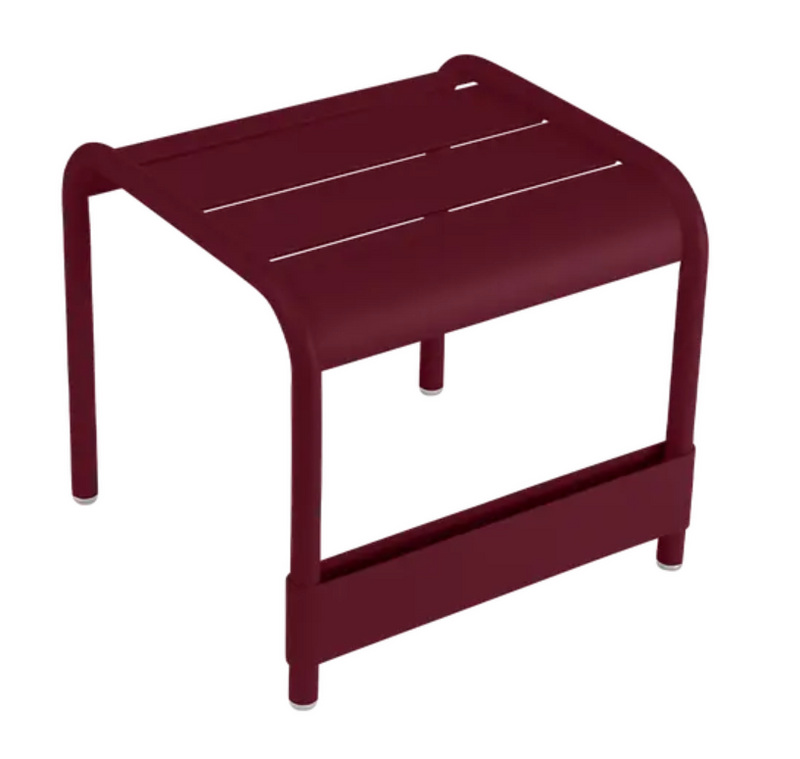 Load image into Gallery viewer, Fermob Luxembourg small black low table or footrest, 44x42 cm, with a sleek modern design and smooth black cherry finish.