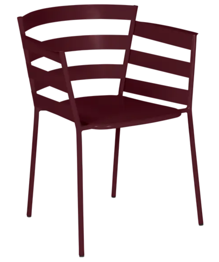 Load image into Gallery viewer, Black Fermob RYTHMIC outdoor armchair with a sleek black cherry finish, featuring a modern design and comfortable seating.