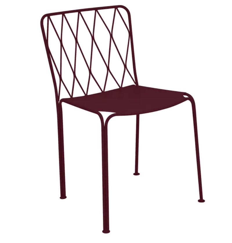 Load image into Gallery viewer, Black Fermob Kintbury stackable outdoor metal chair with a sleek design, suitable for restaurant or garden outdoor furniture.