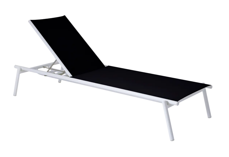 Load image into Gallery viewer, Fermob Pilotis V. Batyline® black sunlounger with a sleek design, perfect for poolside lounging and outdoor relaxation.