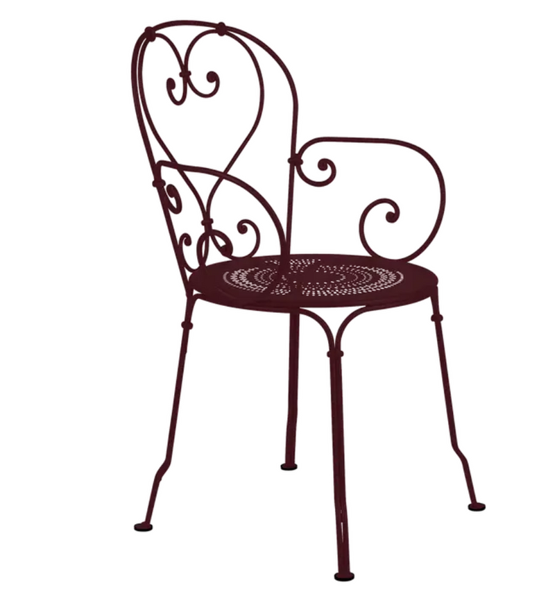 Load image into Gallery viewer, Black Fermob 1900 Lounge Armchair with a sleek, modern design, ideal for outdoor patio or patio furniture setups.