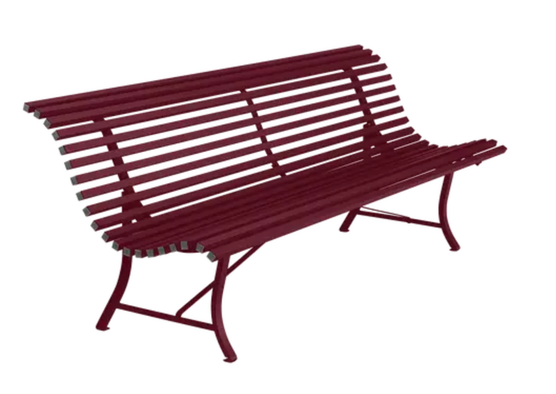 Load image into Gallery viewer, Fermob Louisiane 200cm black cherry outdoor folding bench with four seats, metal garden furniture for patio or garden.