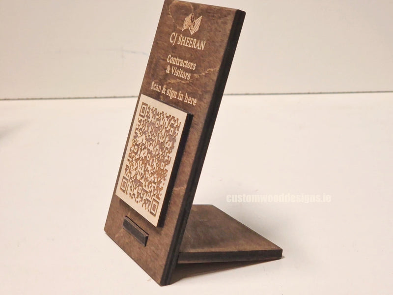 Load image into Gallery viewer, QR Display Stand - Laser Cut Dark Oak 10-1000 Custom Wood Designs CU237D_1