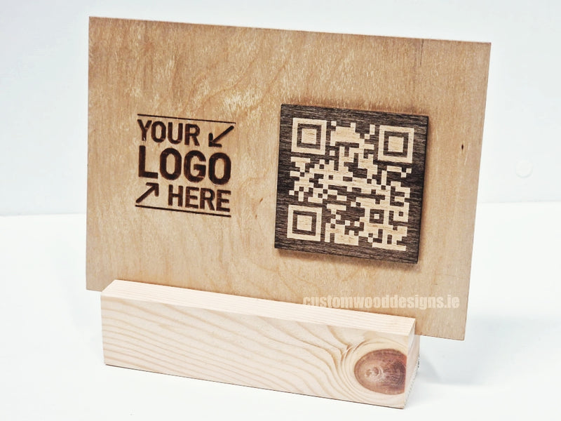 Load image into Gallery viewer, QR Display Stands A5 Big Block Natural 10-1000 Custom Wood Designs CU2804_1