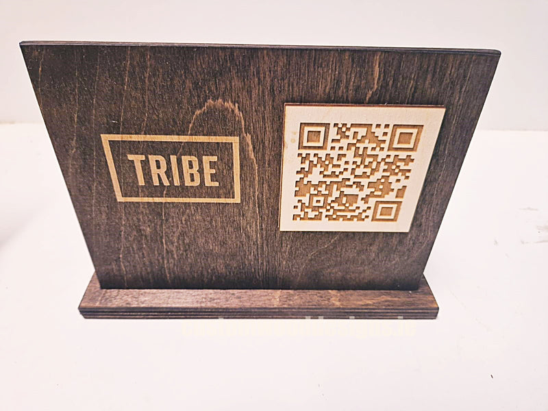 Load image into Gallery viewer, QR Display Stands A5 Brown Birch 10-1000 Custom Wood Designs CU4148_1