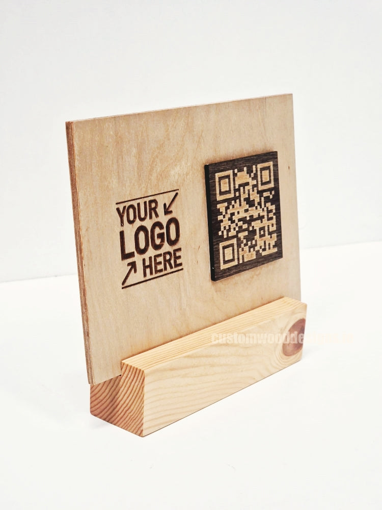 Load image into Gallery viewer, QR Display Stands A5 Big Block Natural 10-1000 Custom Wood Designs CU82C8_1_63a025e2-b2d9-49d2-8aea-c66865596a04