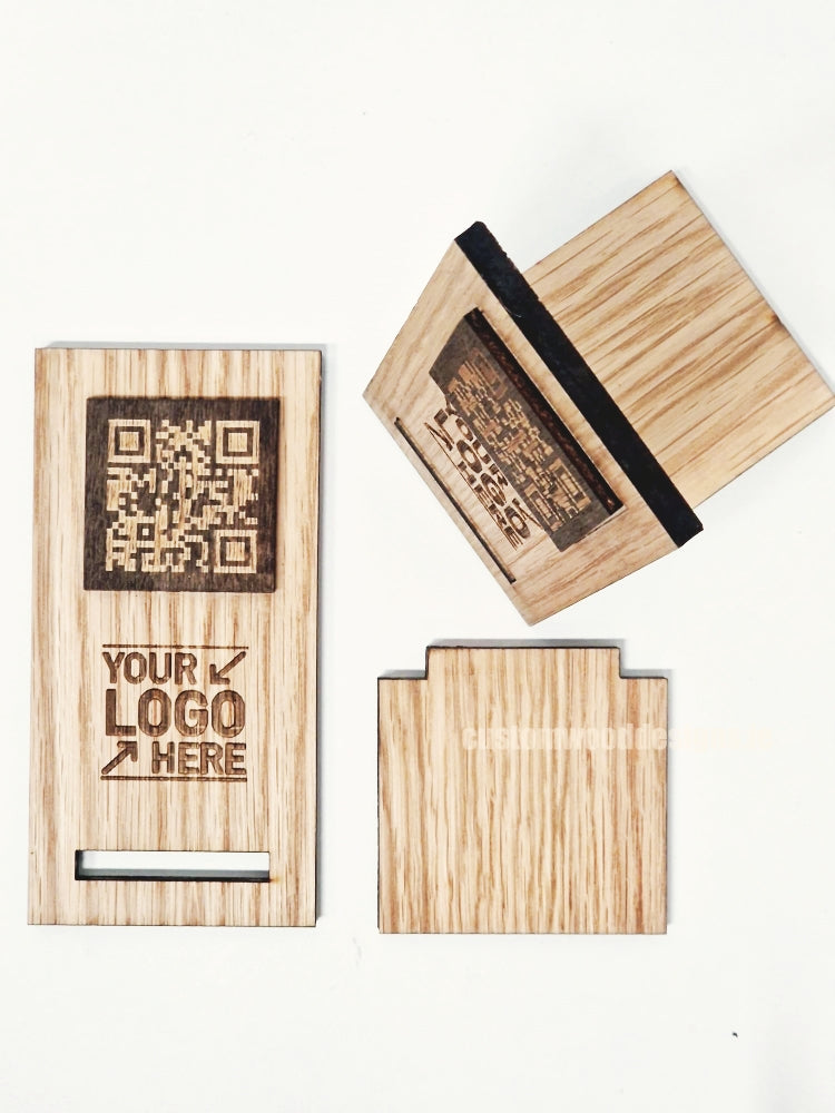 Load image into Gallery viewer, QR Display Stand - Laser Cut Light Oak 10-1000 Custom Wood Designs CUCF1F_1