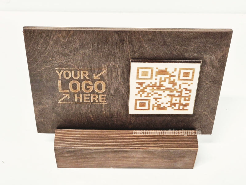 Load image into Gallery viewer, QR Display Stands A5 Big Block Brown Birch 10-1000 Custom Wood Designs CUD977_1