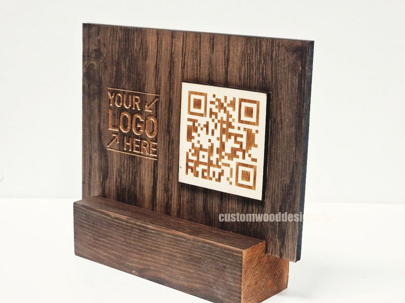 Load image into Gallery viewer, QR Display Stands A5 Big Block (Dark Oak) 10-1000 Custom Wood Designs CUFDF0_1