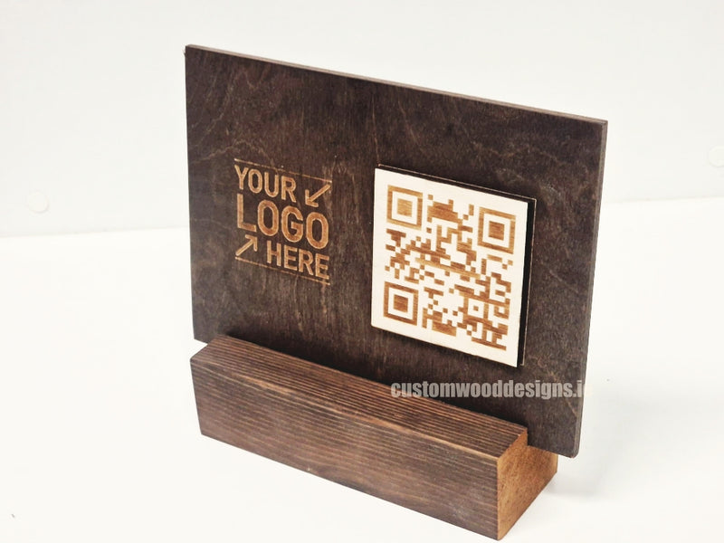 Load image into Gallery viewer, QR Display Stands A5 Big Block Brown Birch 10-1000 Custom Wood Designs CUSTOM_2_49164fb5-2a8a-4341-bf2f-894ad5bd197f