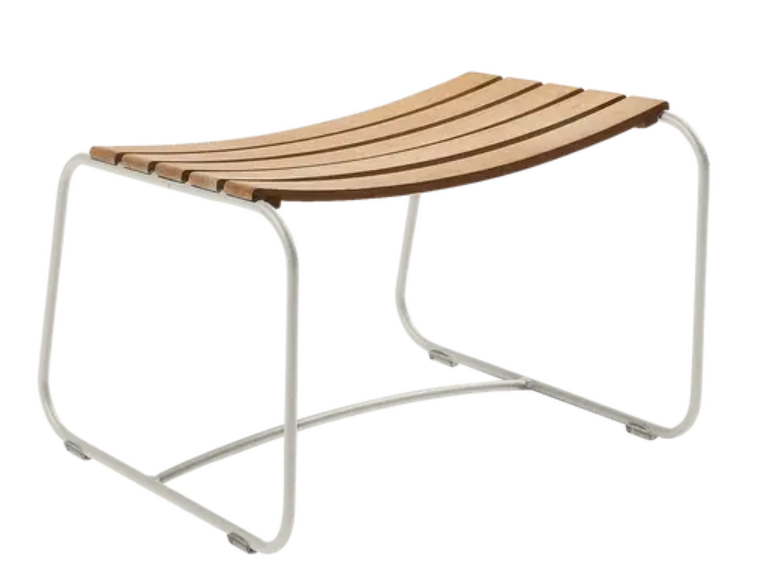 Load image into Gallery viewer, Fermob Surprising Teak Footrest in grey with sleek wooden design, perfect for modern indoor or outdoor seating areas.