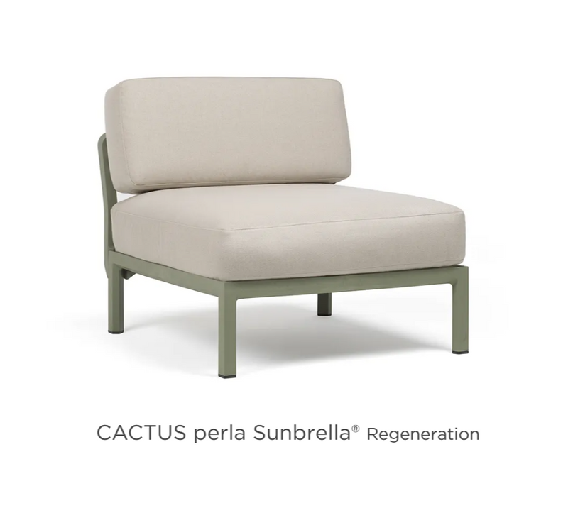 Load image into Gallery viewer, Nardi Maximo modular centre seat sofa, outdoor Cactus Perla Sunbrella fabric, modern hospitality furniture for outdoor spaces.
