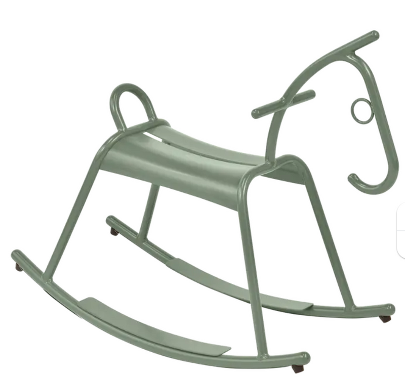 Load image into Gallery viewer, Fermob ADADA rocking horse in cactus white, designed for kids' restaurant waiting area, made of durable kids corner furniture.