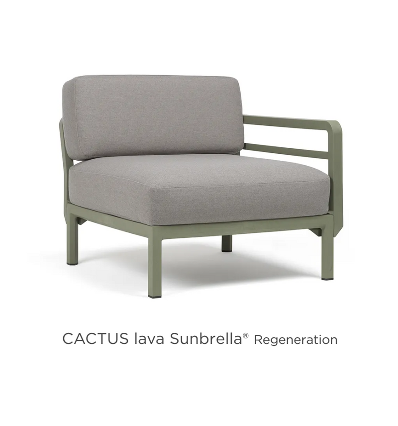 Load image into Gallery viewer, Nardi Maximo modular outdoor sofa with cactus lava cushions, featuring left and right sectional seating for luxury outdoor lounging.