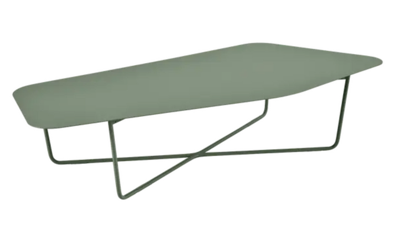 Load image into Gallery viewer, Fermob Ultrasofa low metal table measuring 162x74 cm, outdoor furniture with a cactus design decoration.