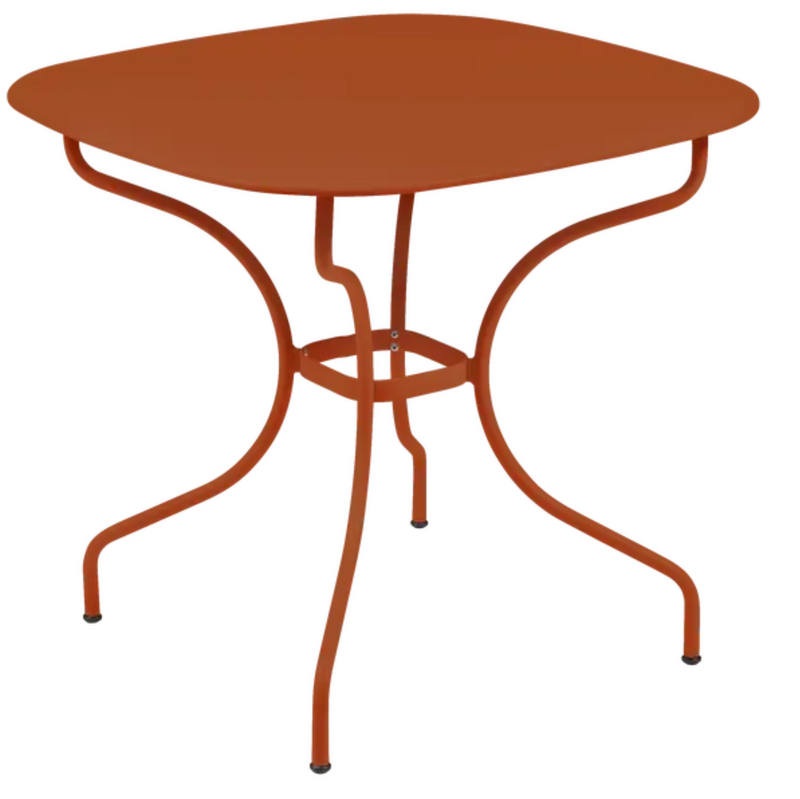 Load image into Gallery viewer, Fermob OPÉRA+ Carronde outdoor metal table measuring 82x82 cm, with orange finish, suitable for garden or patio use