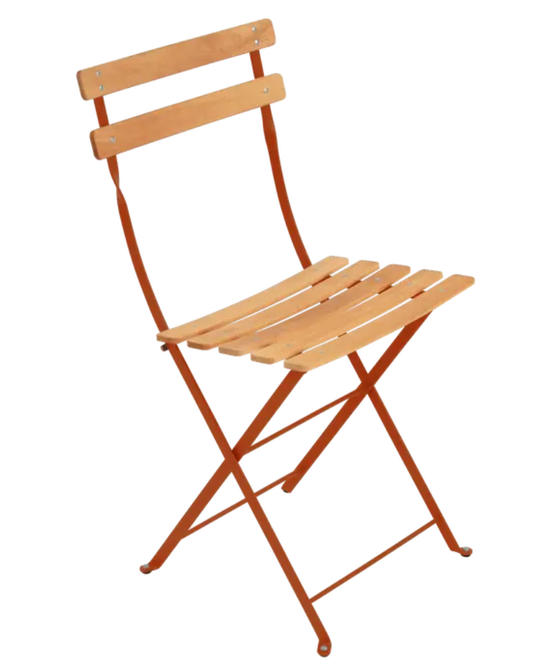 Load image into Gallery viewer, Fermob Bistro Natural folding chair with wooden seat and metal frame, outdoor furniture for patio or garden use.