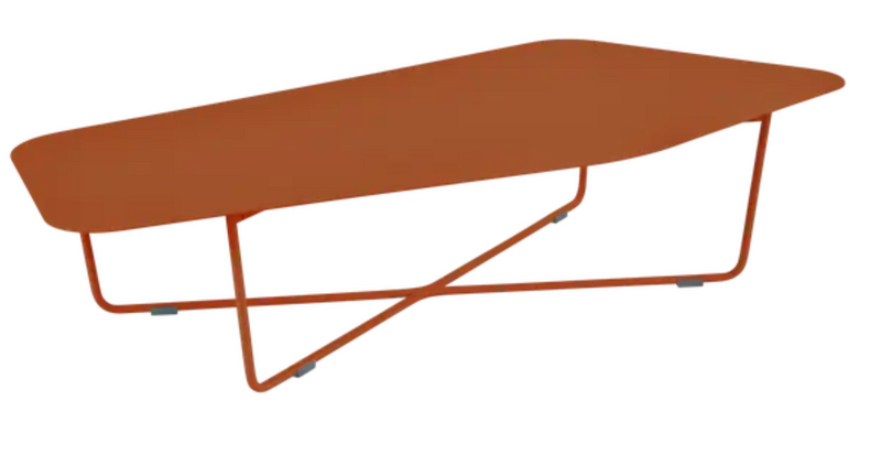 Load image into Gallery viewer, Candied orange Ultrasofa low metal table by Fermob with a sleek outdoor design, measuring 162 × 74 cm.