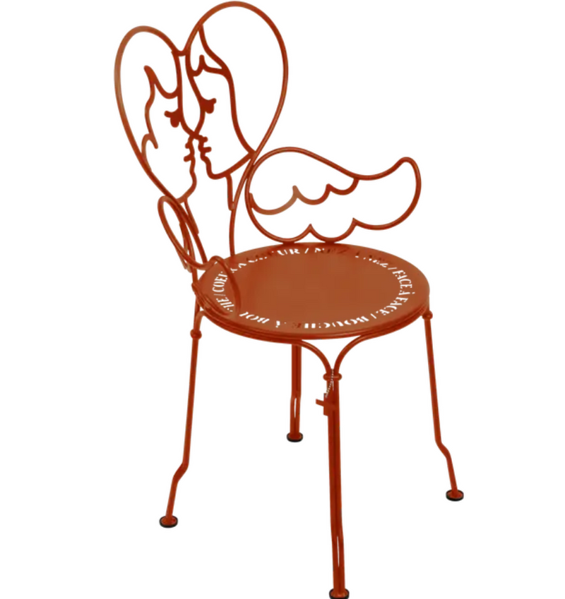 Load image into Gallery viewer, Orange Fermob ANGE metal chair for outdoor furniture, featuring a modern design and sturdy metal construction.