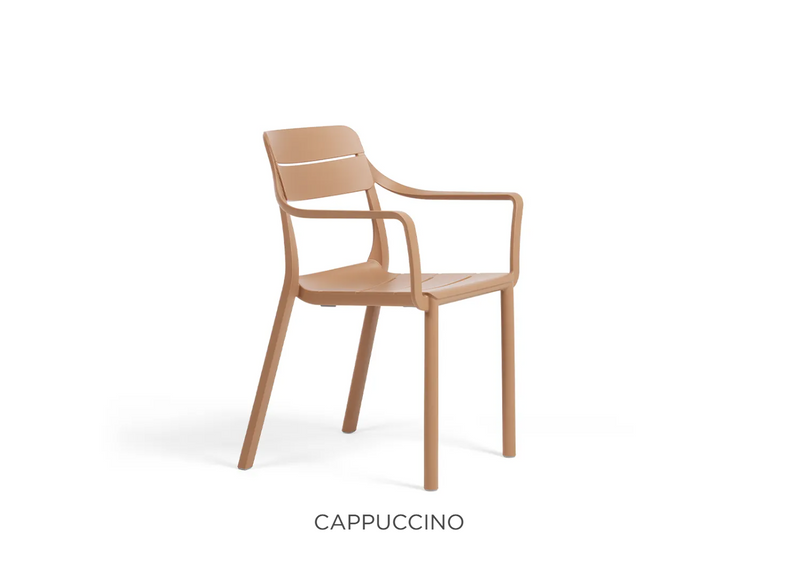 Load image into Gallery viewer, Nardi Cassia stackable outdoor armchair in cappuccino color, featuring a stylish design for outdoor patio or garden use.