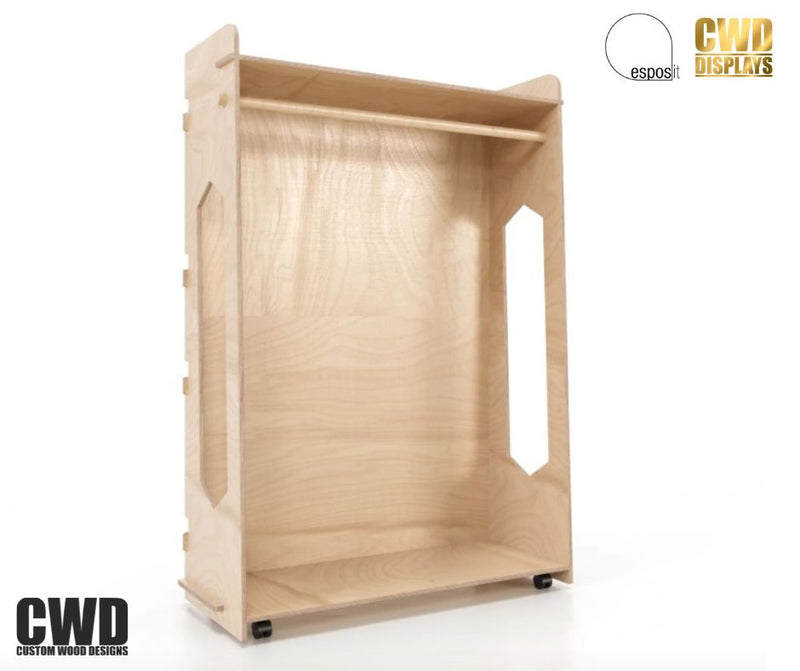 Load image into Gallery viewer, Apparel Display Rack with Wheels - Custom Wood Designs