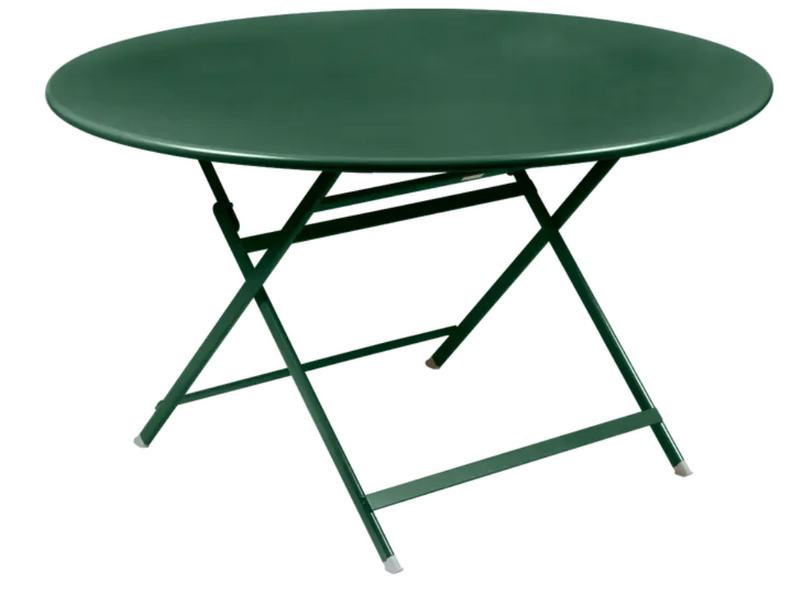 Load image into Gallery viewer, Fermob CedarGreen foldable metal table with 128 cm diameter, designed as an eight-seater outdoor dining table.