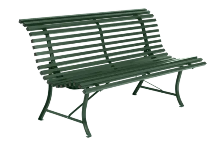 Load image into Gallery viewer, Louisiane 150cm outdoor folding bench by Fermob with cedar wood and steel frame, suitable for commercial outdoor furniture in Ireland