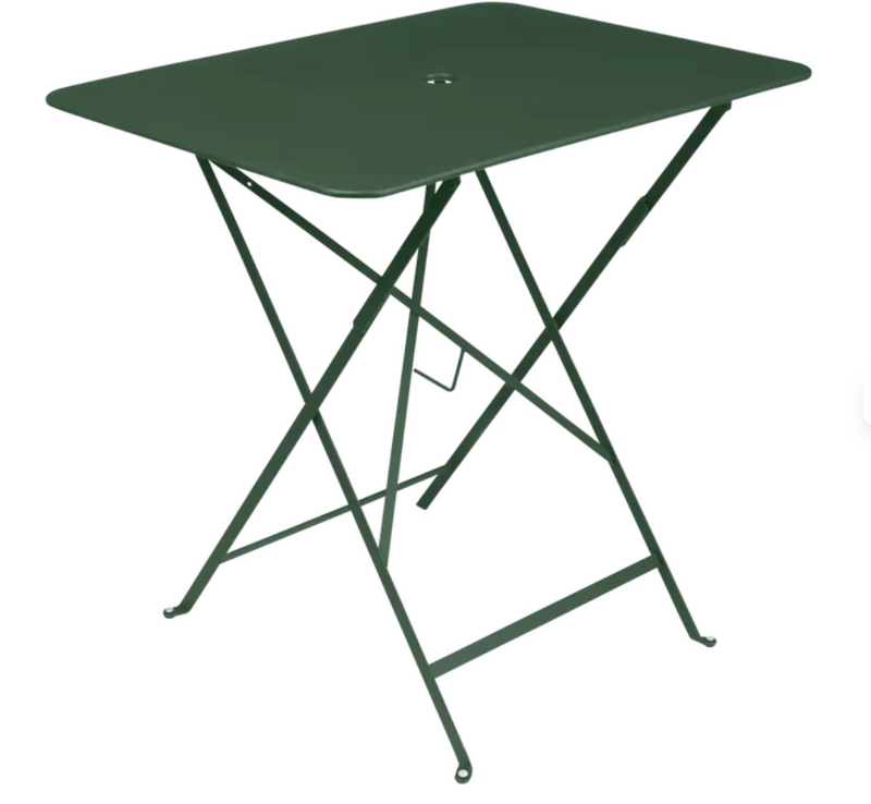 Load image into Gallery viewer, Cedar green Fermob foldable bistro table measuring 77 x 57 cm, made of metal, ideal for outdoor use