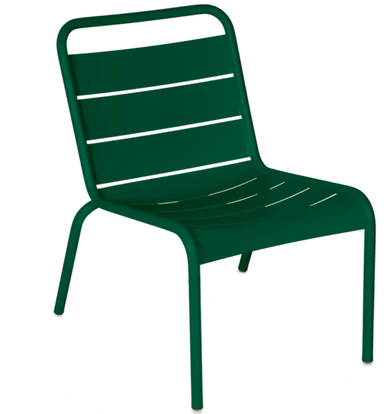 Load image into Gallery viewer, Luxembourg Lounge Chair by Fermob in cedar green metal with a modern outdoor design, ideal for patio or restaurant seating.