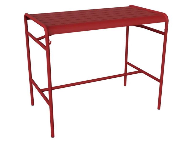 Load image into Gallery viewer, Fermob Luxembourg high metal table with a red chili finish, measuring 126 x 73 cm, suitable for outdoor or patio use.