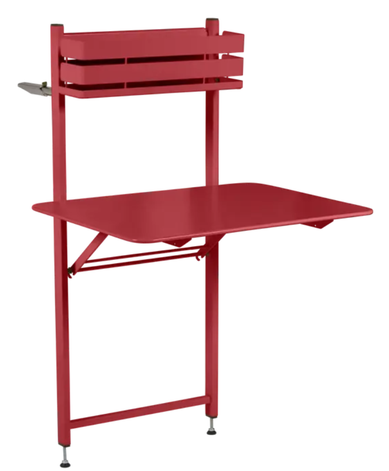 Load image into Gallery viewer, Fermob foldable balcony table with a vibrant chili color, suitable for outdoor patio or apartment balcony use.
