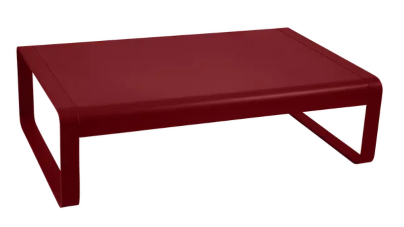 Load image into Gallery viewer, Fermob Bellevie low lounge table in red metal, measuring 103x75 cm, outdoor coffee table with modern design.