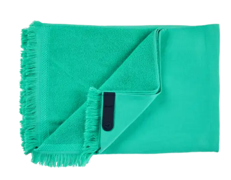 Load image into Gallery viewer, Chlorophyl green Fermob COLOR MIX Fouta towel, 200x100 cm, featuring vibrant color patterns and soft cotton fabric.